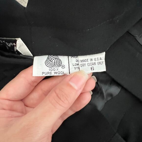 90s Gianni Sport 100% Wool High Rise Black Pleated Trousers Size 6 USA Made - Picture 12 of 13